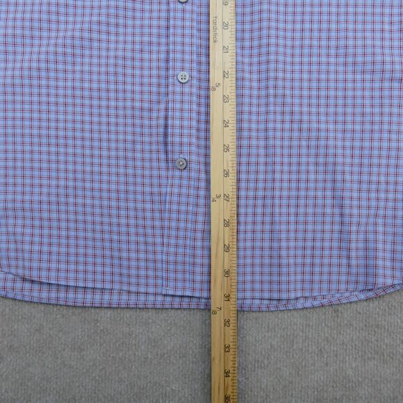 Jos A Bank Travel Tech Shirt Men 2XL Tailored Fit Blue Red Button Up Long Sleeve - Picture 8 of 11